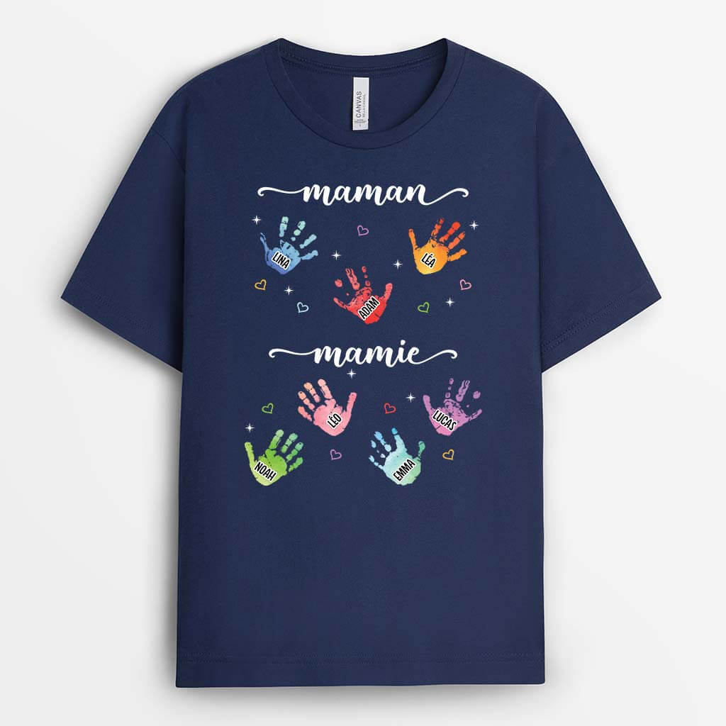 Maman/Mamie Empreintes - Cadeau Personnalisé | T-shirt pour Femme