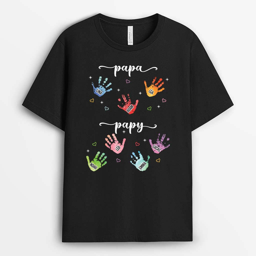 Papa/Papy Coeurs Et Mains - Cadeau Personnalisé | T-shirt pour Homme