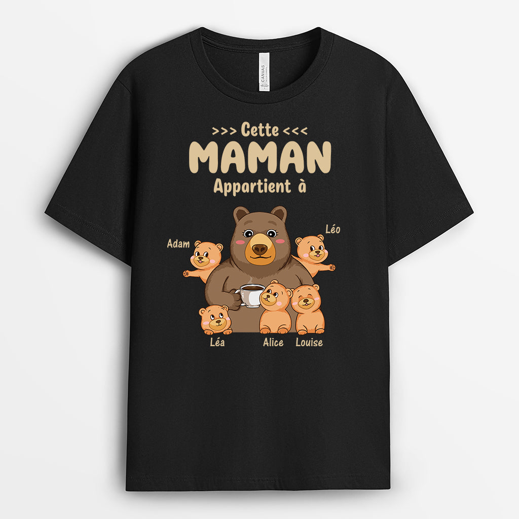 Cette Maman/Mamie Appartient À Version Ours - Cadeau Personnalisé | T-shirt pour Femme