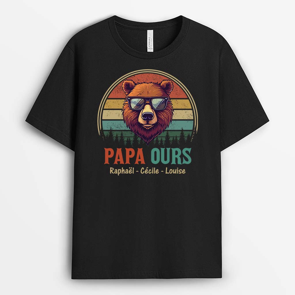 Papa Ours Coloré - Cadeau Personnalisé | T-shirt pour Papa