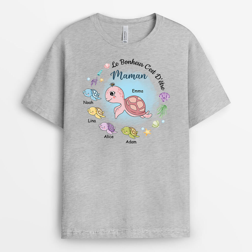 2214AFR2 t shirt la bonheur cest detre mamie version tortues personnalise_7b4b968d 2a4b 446b bea8 c8f64e597808