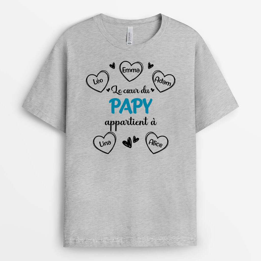 Le Coeur De Papy Appartient À Version Coeur Rouge - Cadeau Personnalis ...