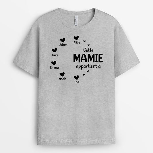 2248AFR1 t shirt cette maman mamie appartient a version coeur noir personnalise