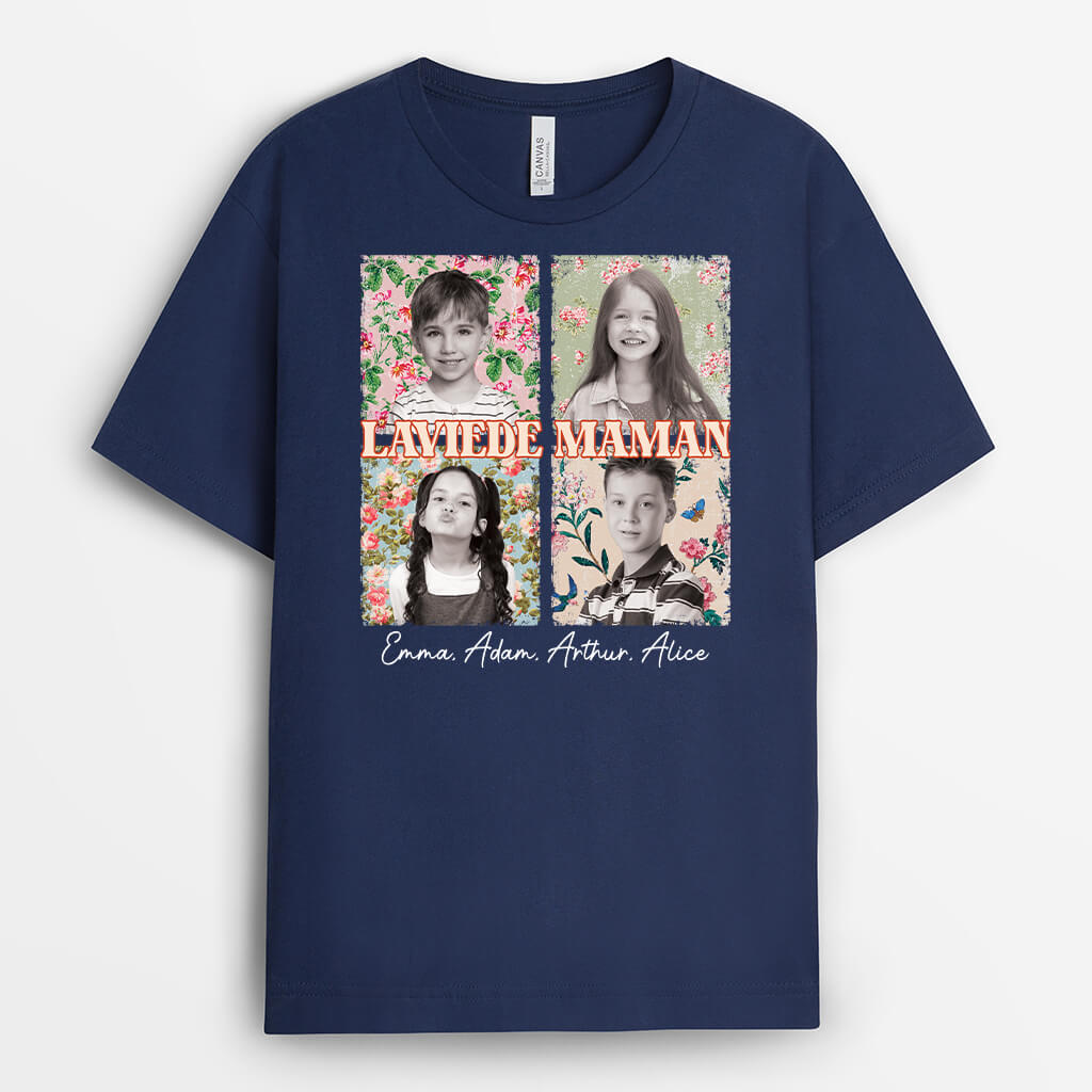 La Vie De Mamie Avec Fond Floral - Cadeau Personnalisé | T-shirt pour Mamie