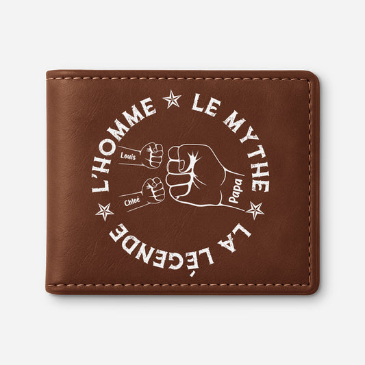 2261JFR1 portefeuille cuir personnalise papa lhomme le mythe la legende poings simples 2261j6i5b