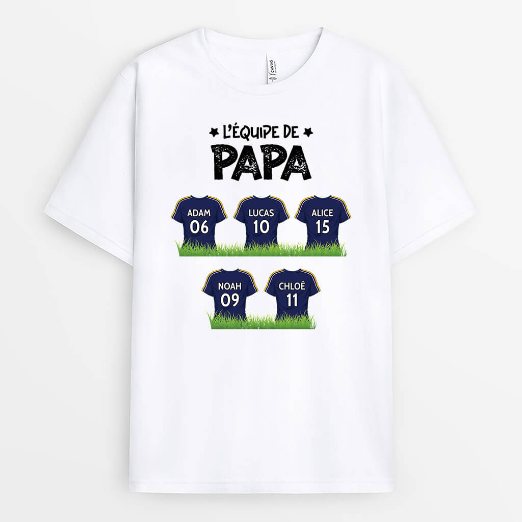 L'Équipe De Papa Avec Maillots De Foot - Cadeau Personnalisé | T-shirt pour Papa