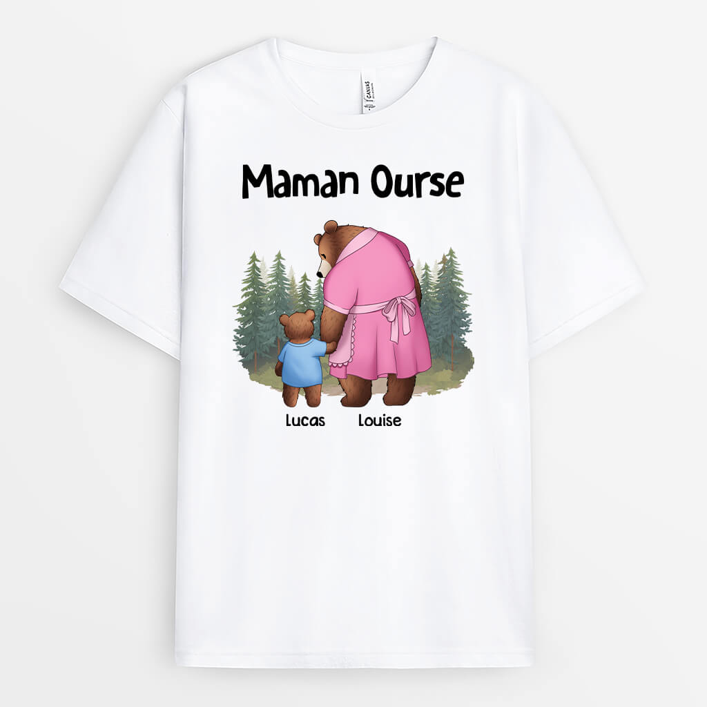 Maman Ourse Avec L'Enfant - Cadeau Personnalisé | T-shirt pour Maman