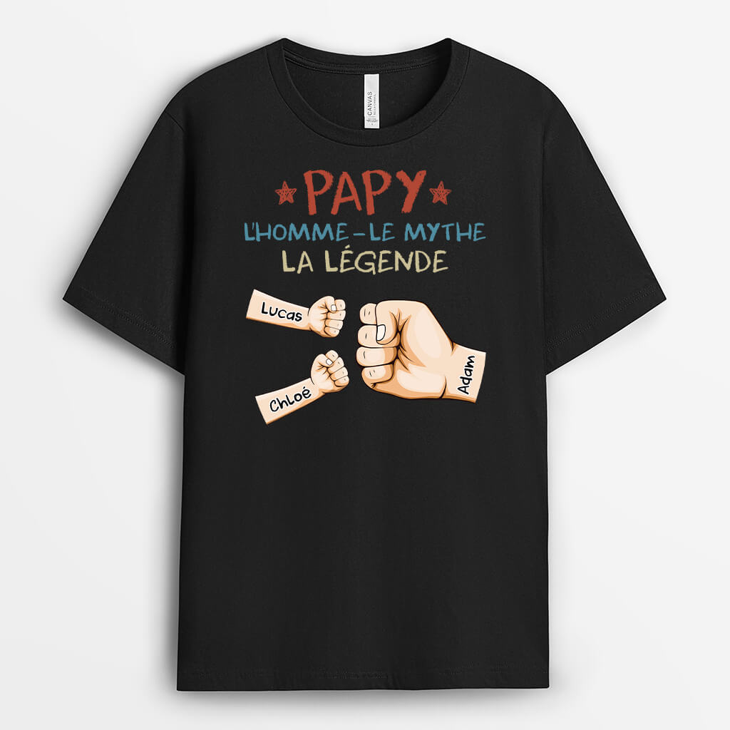 Papa, L'Homme, Le Mythe, La Légende Version Bosses De Poing - Cadeau Personnalisé | T-shirt pour Homme