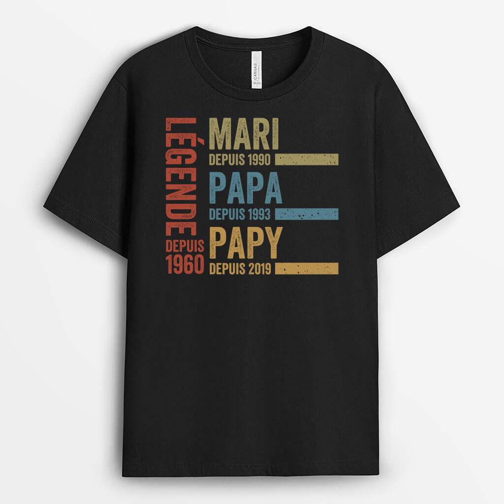 Légende Mari Papa Papy Version Désordre - Cadeau Personnalisé | T-shirt pour Homme
