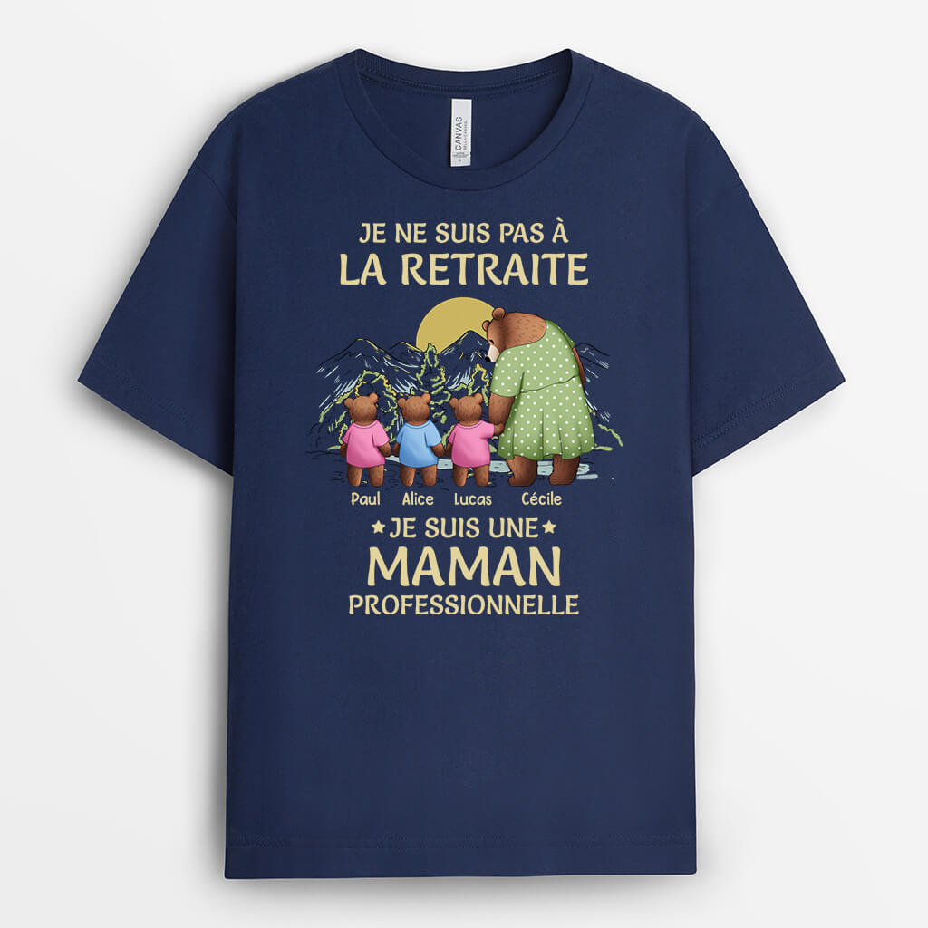 2301AFR2 t shirt je ne suis pas a la retraite ours avec vetements personnalise