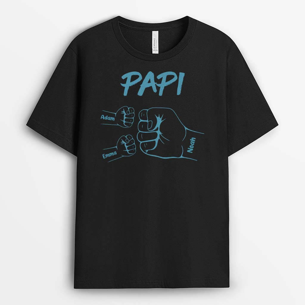 Papa Bosse De Poing Bleu - Cadeau Personnalisé | T-shirt pour Papa