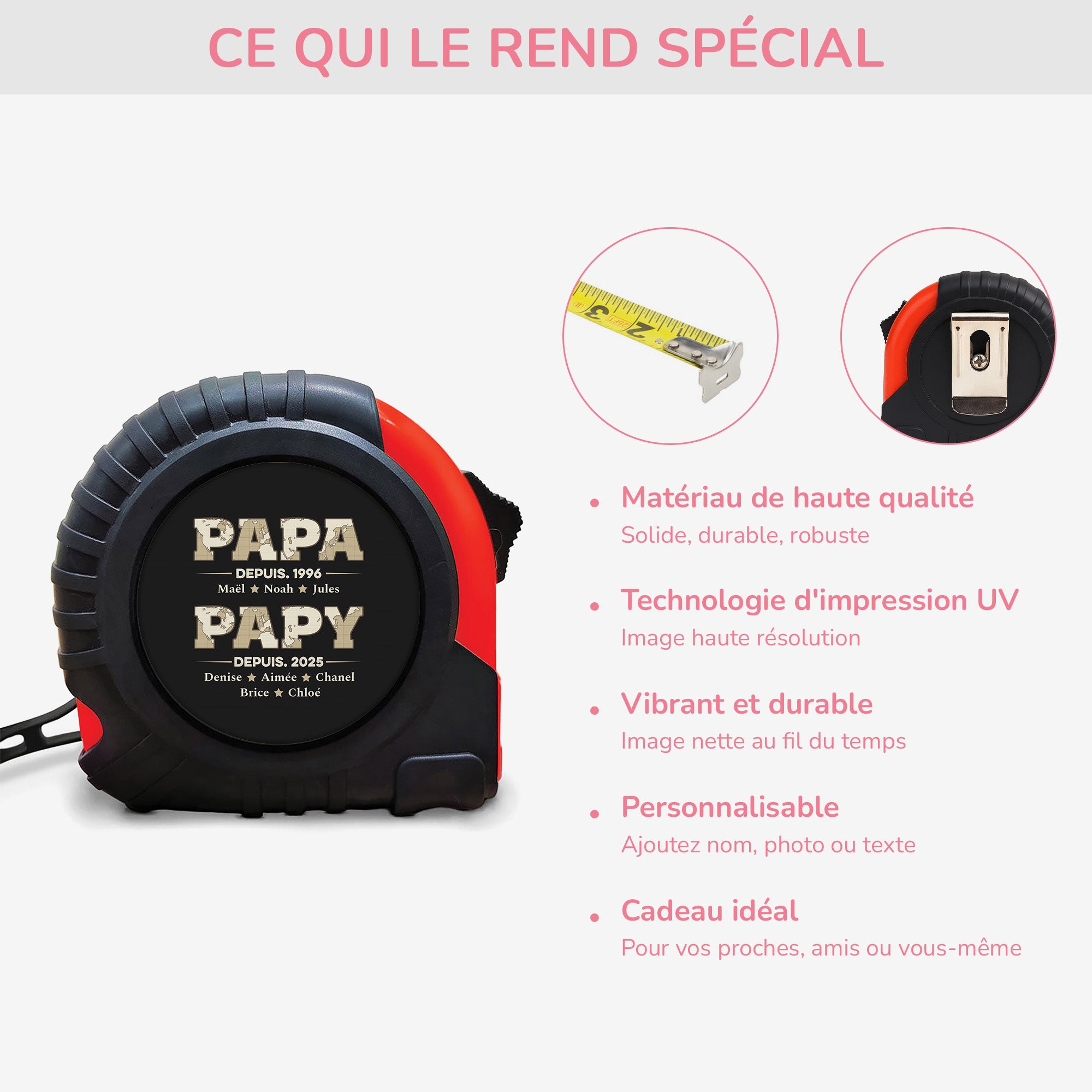 2315OFR4 metre ruban personnalisable papa papy depuis version carte 2315otl5b