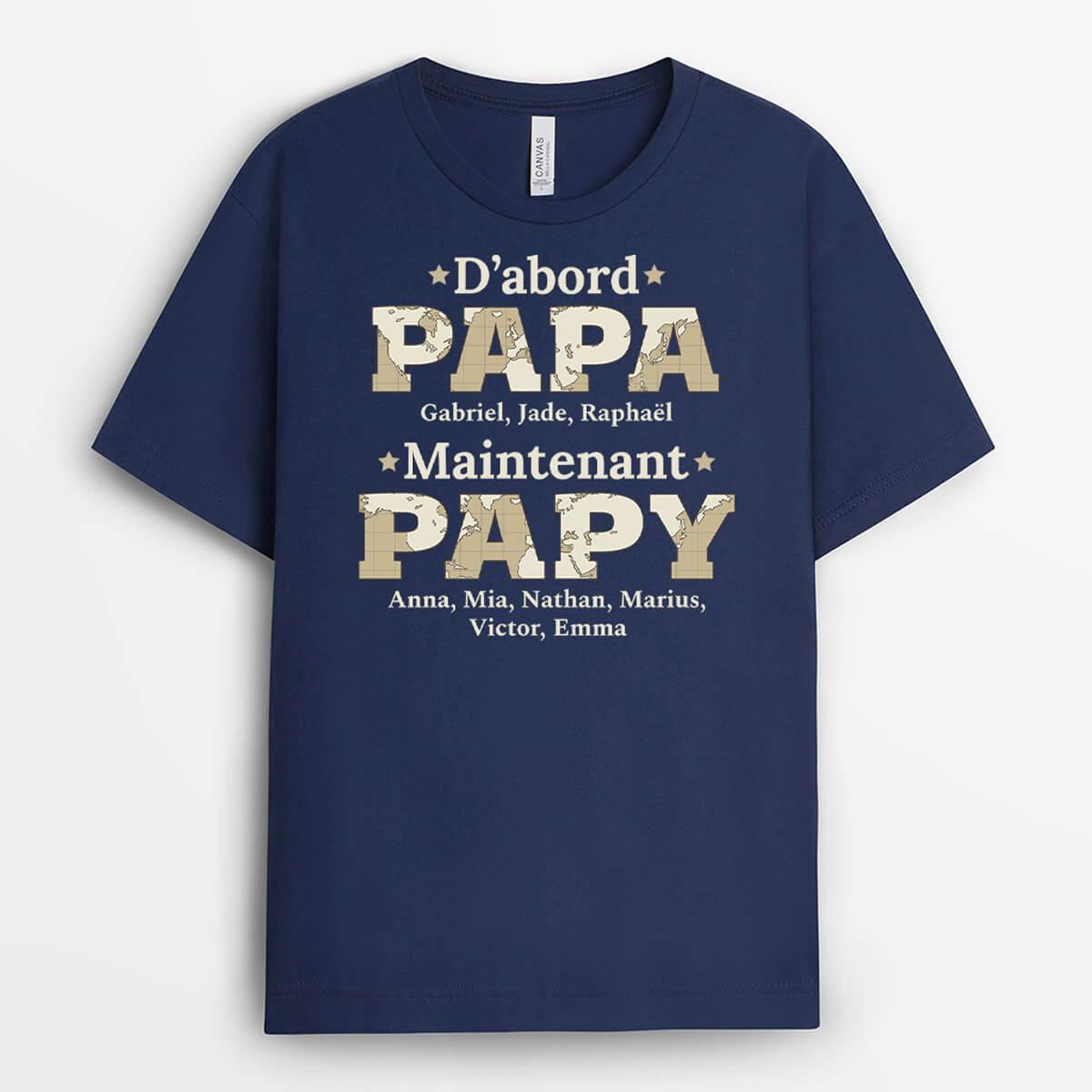 Tout D'abord Papa Maintenant Papy Version Carte - Cadeau Personnalisé | T-shirt pour Homme