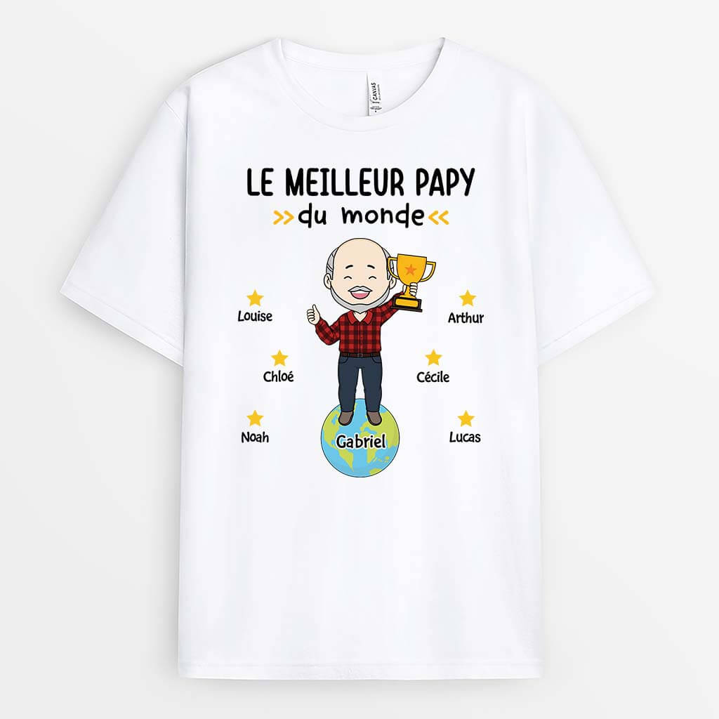 Meilleur Papa/Papy Du Monde Version Bande Dessinée - Cadeau Personnalisé | T-shirt pour Homme