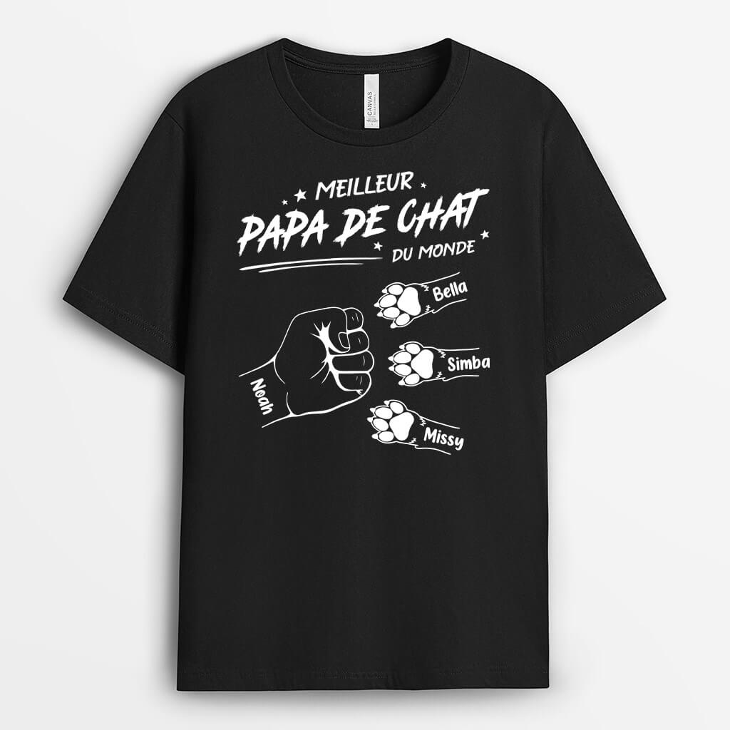 Meilleur Papa Chat/ Meilleure Maman Chat Avec Bosses De Poing De Chats - Cadeau Personnalisé | T-shirt pour Amoureux Des Animaux