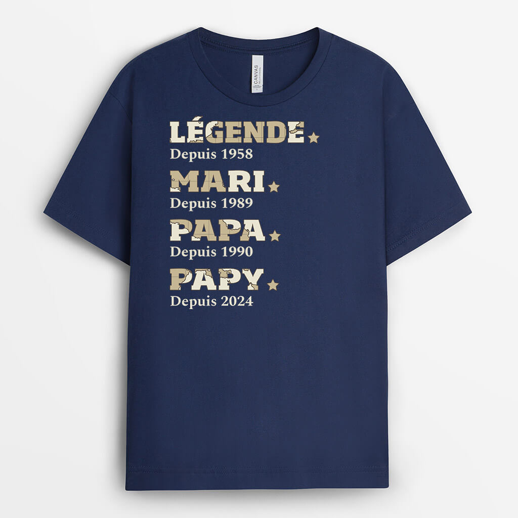 Légende Mari Papa Papy Depuis Version Carte - Cadeau Personnalisé | T-shirt pour Homme