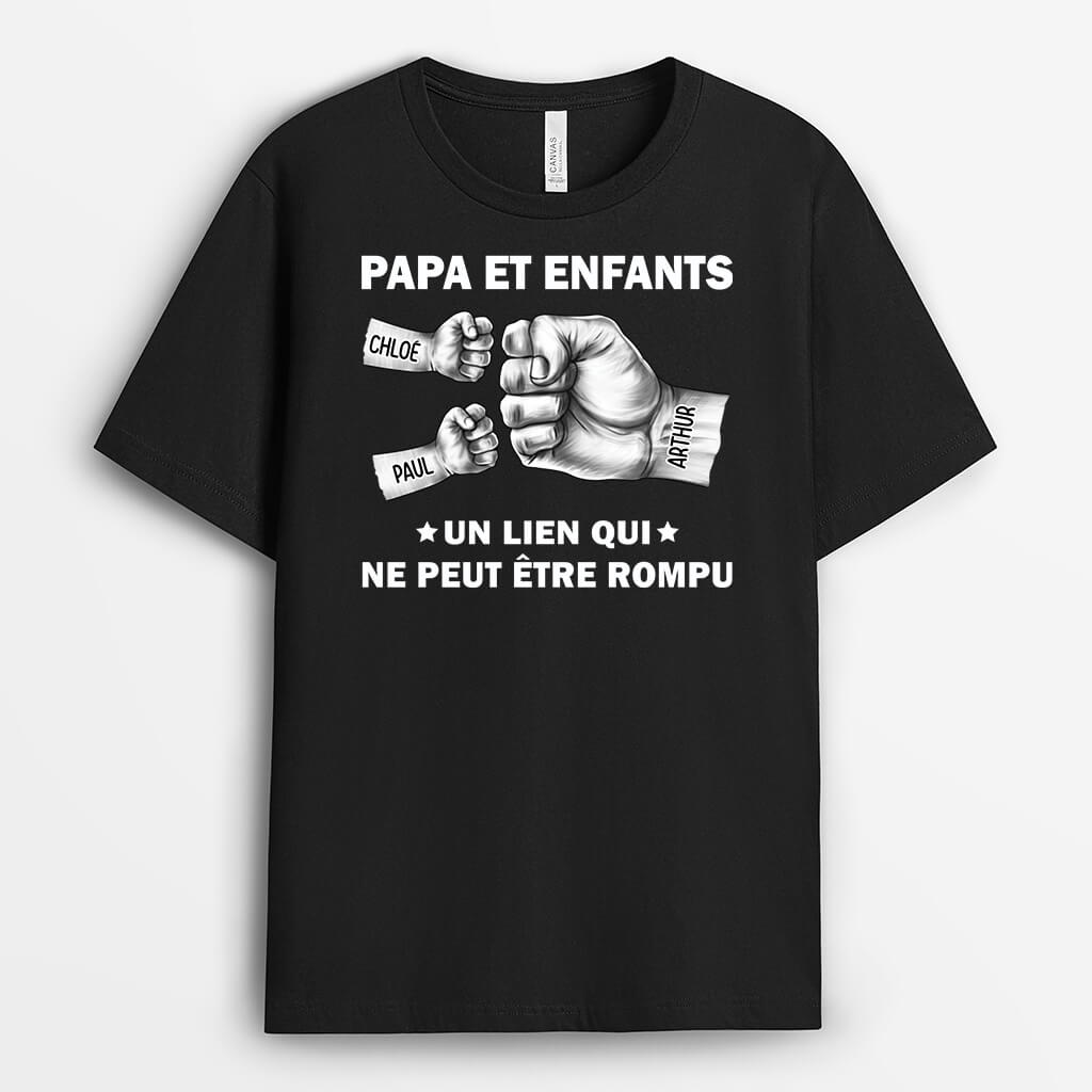 Papa Et Enfants Un Lien Qui Ne Peut Être Rompu Avec Bosses De Poing Monochrome - Cadeau Personnalisé | T-shirt pour Papa