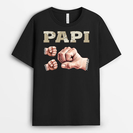 2370AFR2 t shirt papa bosses de poing authentiques version carte personnalise