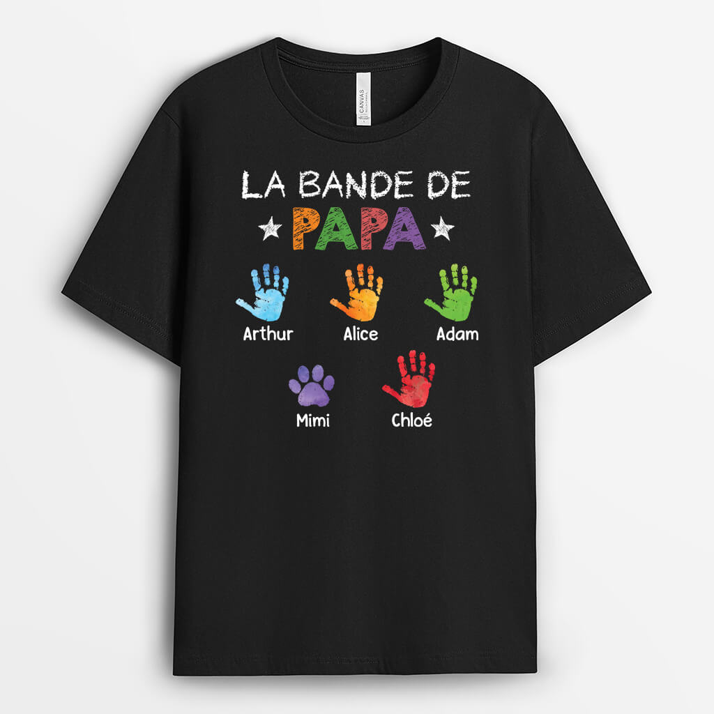 La Bande À Papa Avec Empreintes Colorées - Cadeau Personnalisé | T-shirt pour Papa