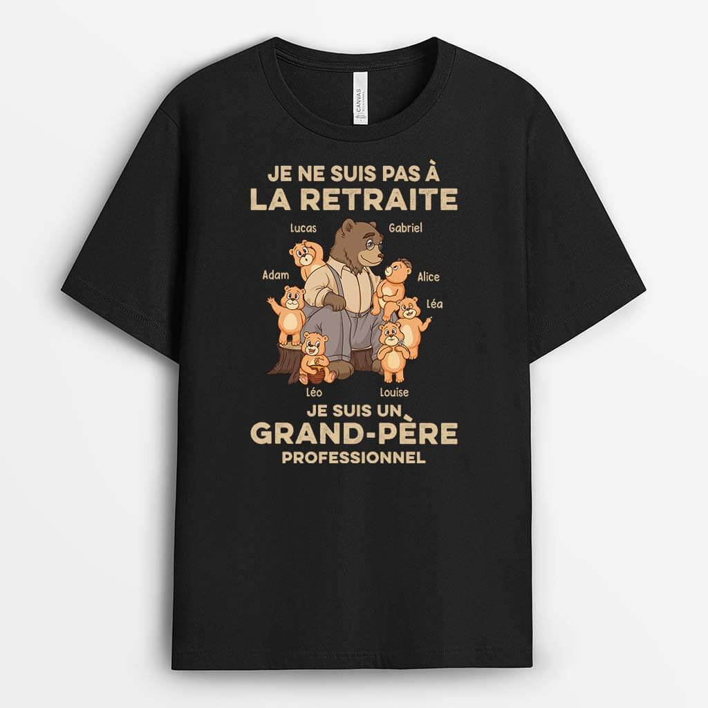 Je Suis Un Papy Professionnel Version Ours Avec Vêtements Élégants - Cadeau Personnalisé | T-shirt pour Papy