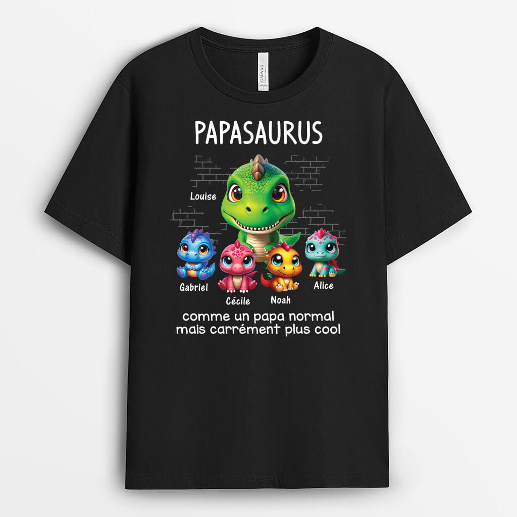 Papasaurus/Papysaurus Plus Génial Mur De Briques Version Noir - Cadeau Personnalisé | T-shirt pour Homme