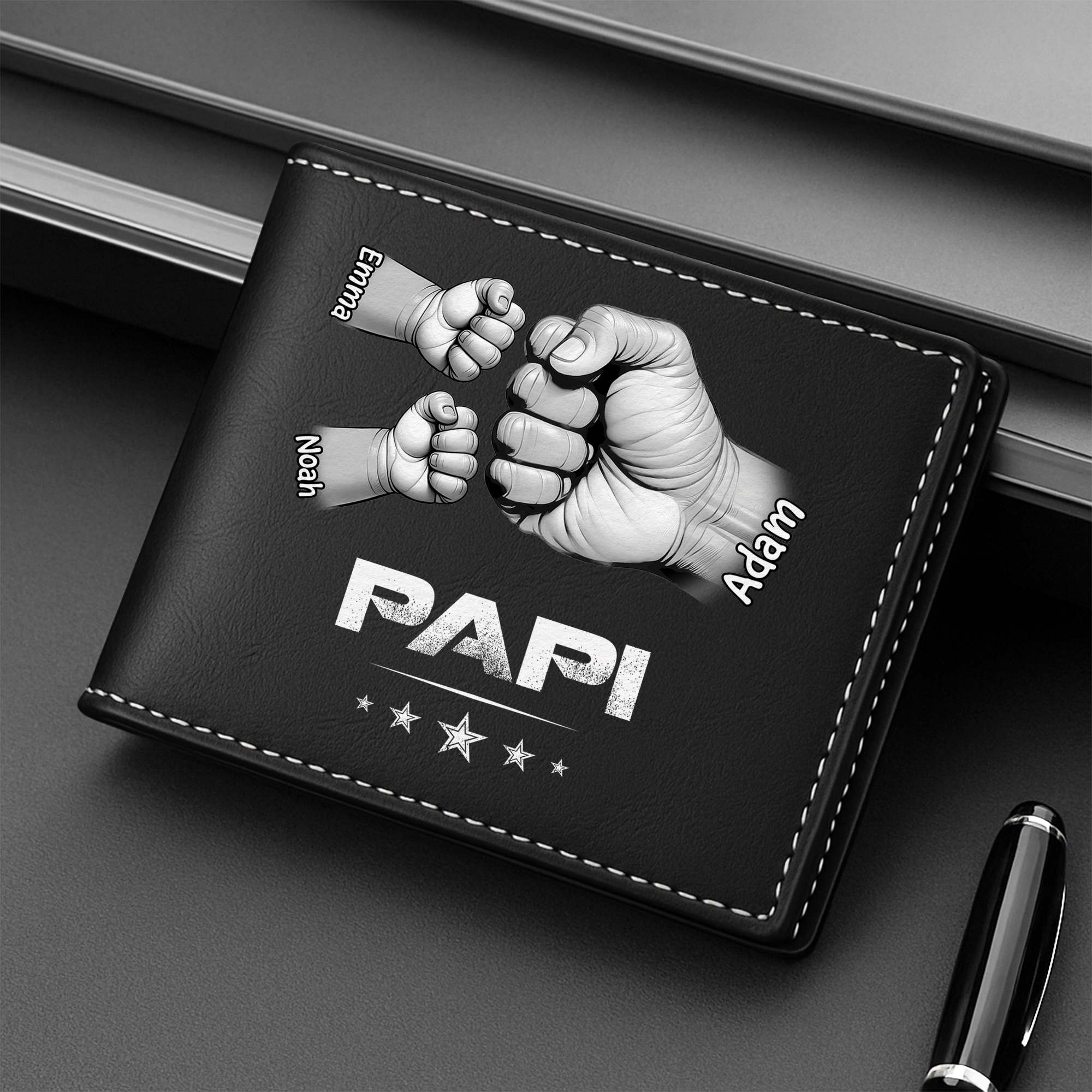 2407JFR2 portefeuille en cuir personnalise pour papa bosses de poing 2407j5h5b