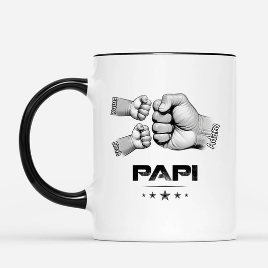 2407MFR2 papa papy bosses de poing avec mains mug personnalise pour homme