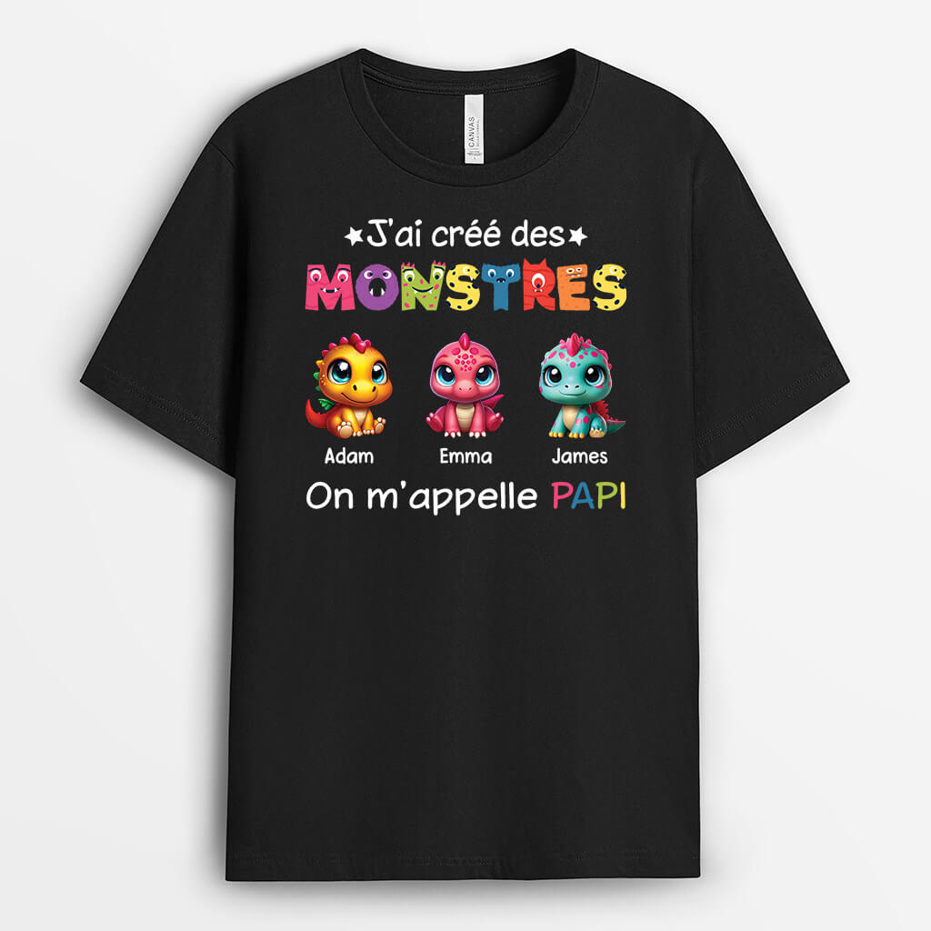 J'ai Créé Des Monstres Dinosaures, On M'appelle Papa/Papi - Cadeau Personnalisé | T-shirt pour Homme