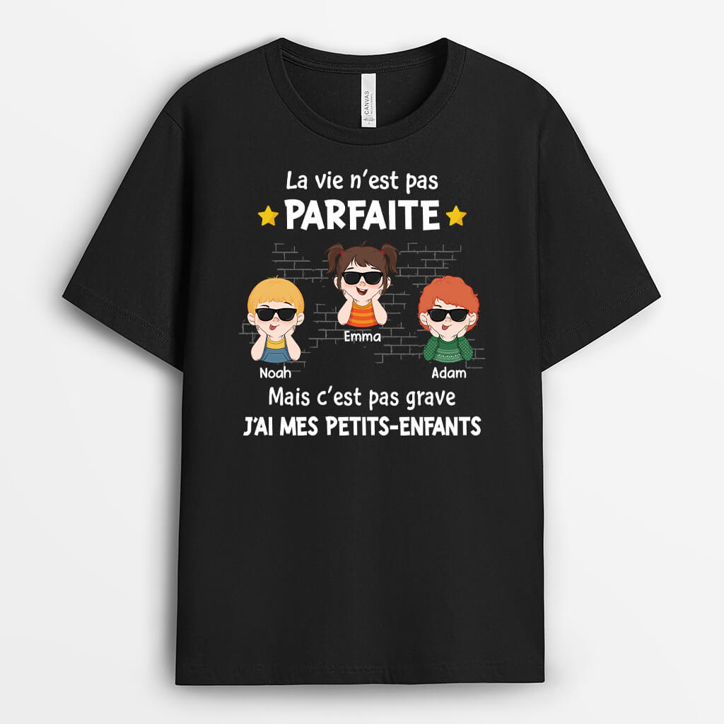 La Vie N'Est Pas Parfaite Mais J'Ai Mes Enfants Avec Mur De Briques - Cadeau Personnalisé | T-shirt pour Papa