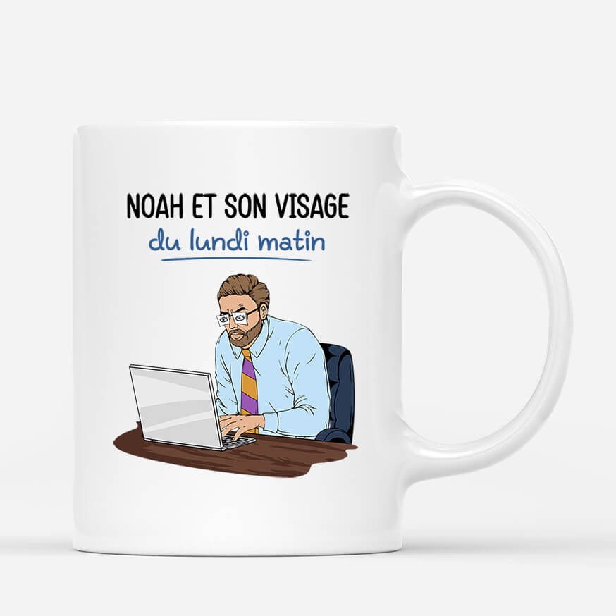 2443MFR1 mug mon visage du lundi matin version chat personnalise