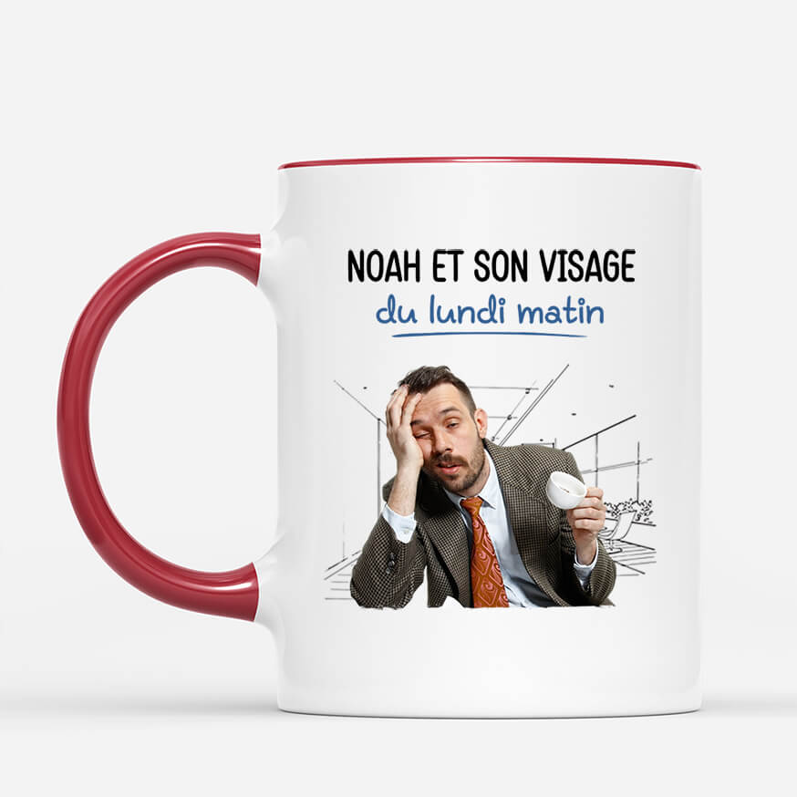 2443MFR2 mug mon visage du lundi matin version chat personnalise