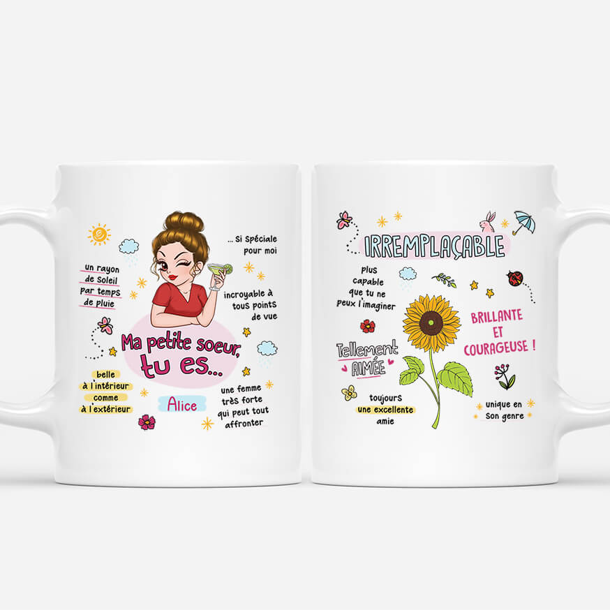 Ma Sœur Tu Es Irremplaçable - Cadeau Personnalisé | Mug pour Soeur