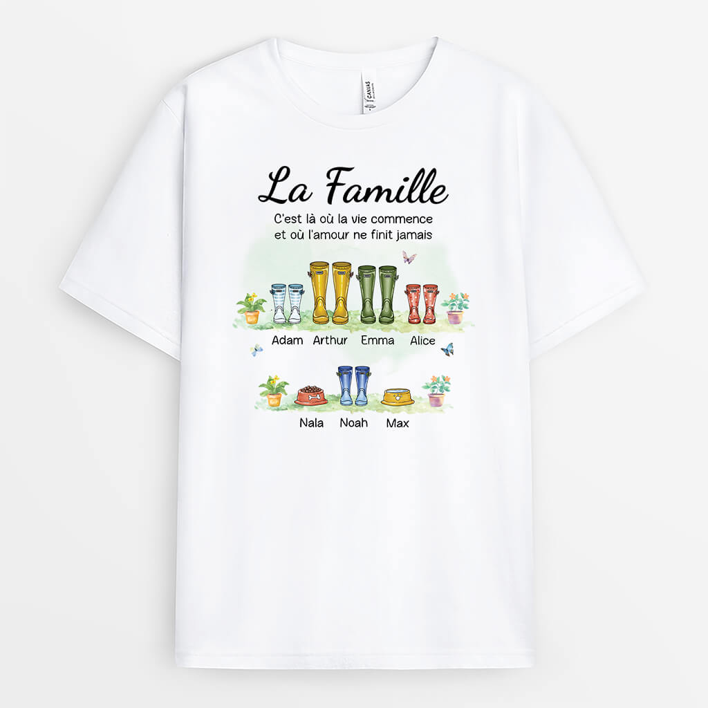 La Famille Version Des Bottes - Cadeau Personnalisé | T-shirt Pour Famille