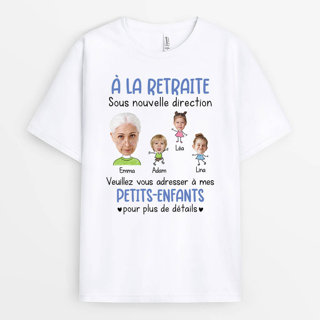 À La Retraite Sous Nouvelle Direction Version Femme Avec Visages - Cadeau Personnalisé | T-shirt Pour Retraite