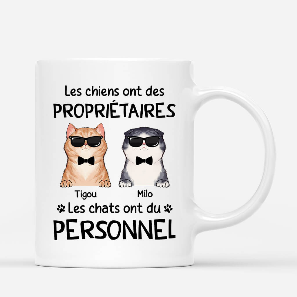 Les Chiens Ont Des Propriétaires, Les Chats Ont Du Personnel - Cadeau Personnalisé | Mug Pour Amoureux Des Chats