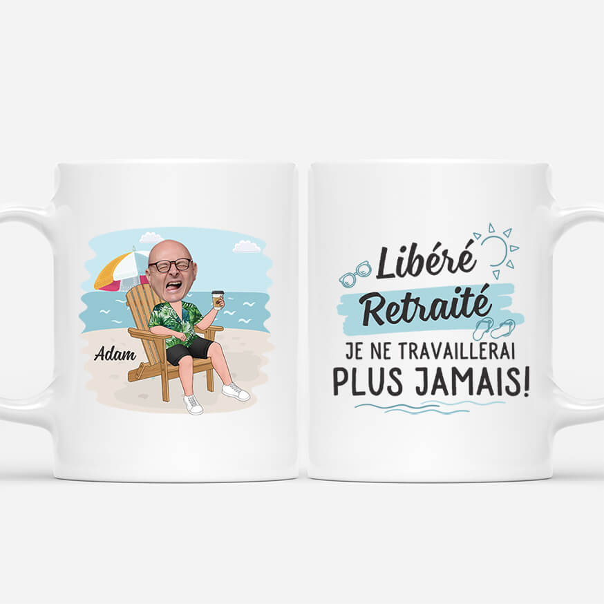 Libéré, Délivré, Retraité Plage - Cadeau Personnalisé | Mug Pour Retraite