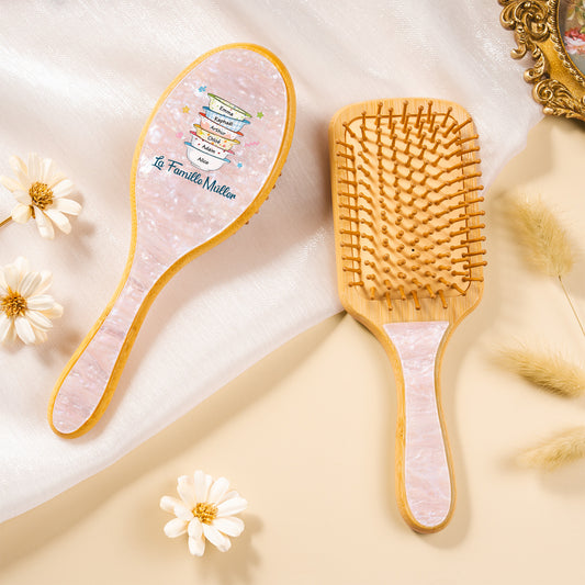 2564AFR1 brosse a cheveux personnalisee en bois de santal imprimee notre adorable famille 2564aq8r7i_2