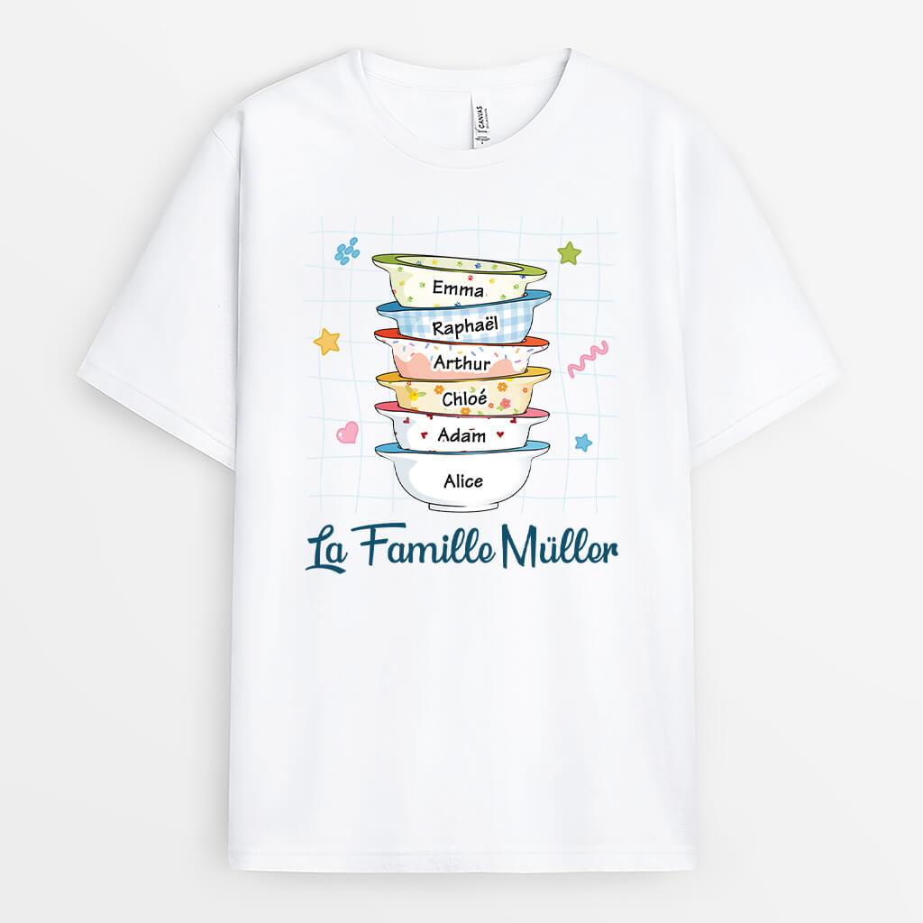 Famille Avec Bols d'Amour  - Cadeau Personnalisé | T-shirt Pour Famille