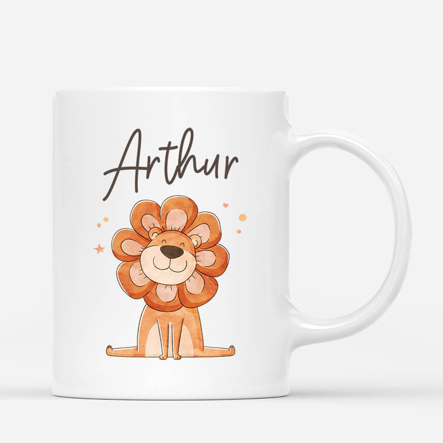 Lion Avec Crinière De Fleur - Cadeau Personnalisé | Mug Pour Enfant