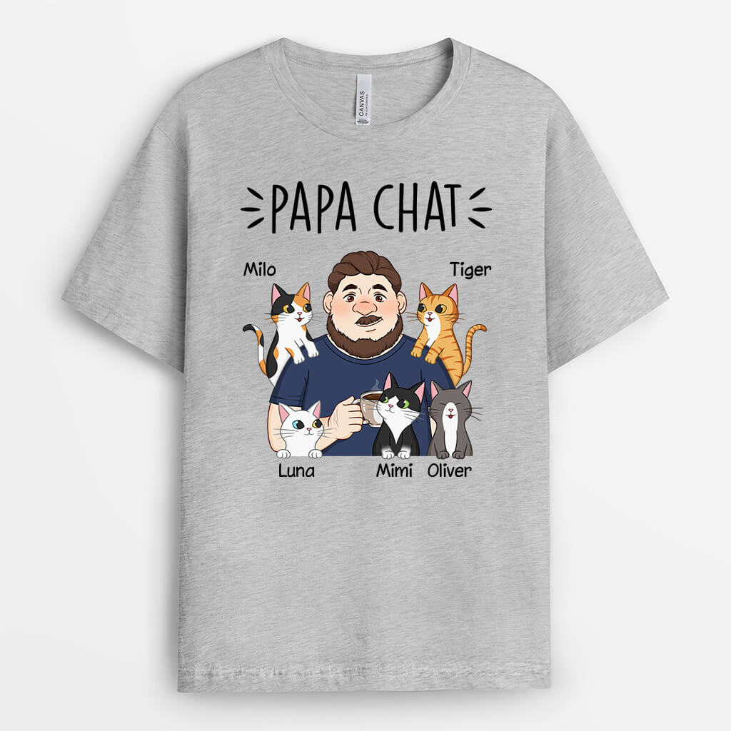 Papa Chat Mignon - Cadeau Personnalisé | T-shirt Pour Amoureux Des Animaux