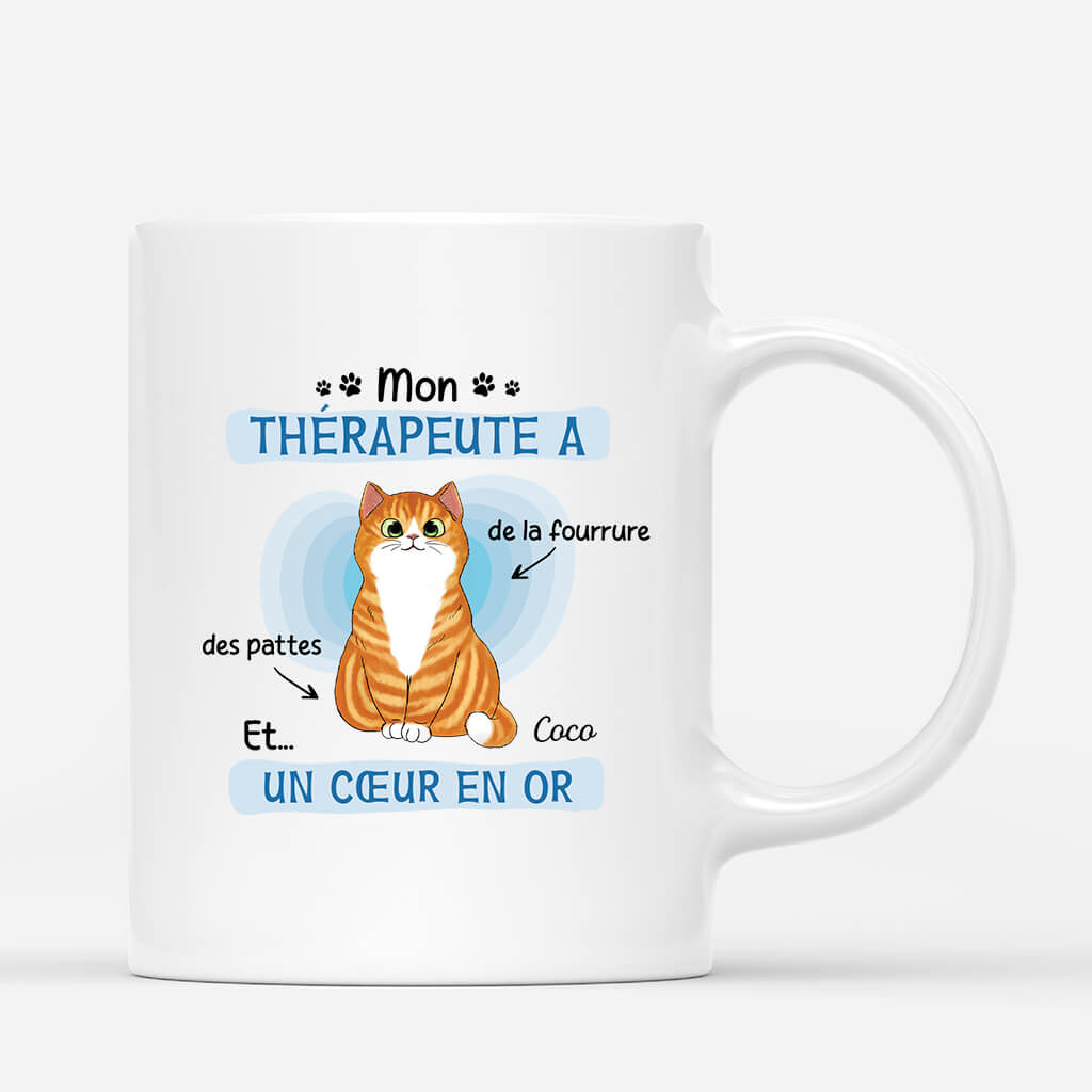 Un Coeur En Or - Mug Personnalisé Chat