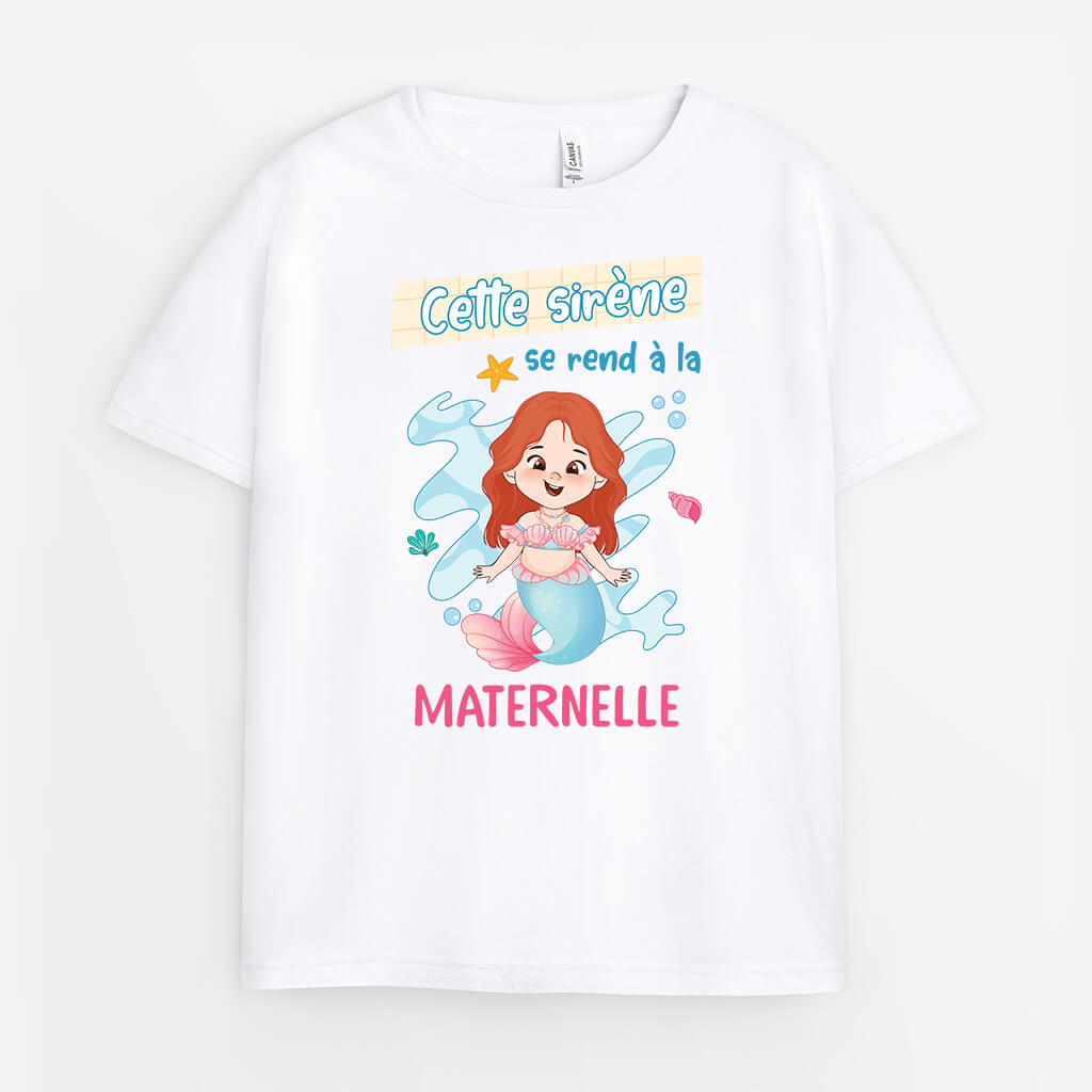 Cette Sirène / Ce Triton Se Rend À La Maternelle - Cadeau Personnalisé | T-shirt Pour Enfant