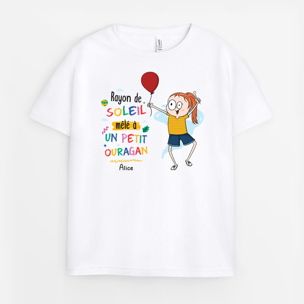 Rayon De Soleil Mêlé À Un Petit Ouragan - Cadeau Personnalisé | T-shirt Pour Enfant