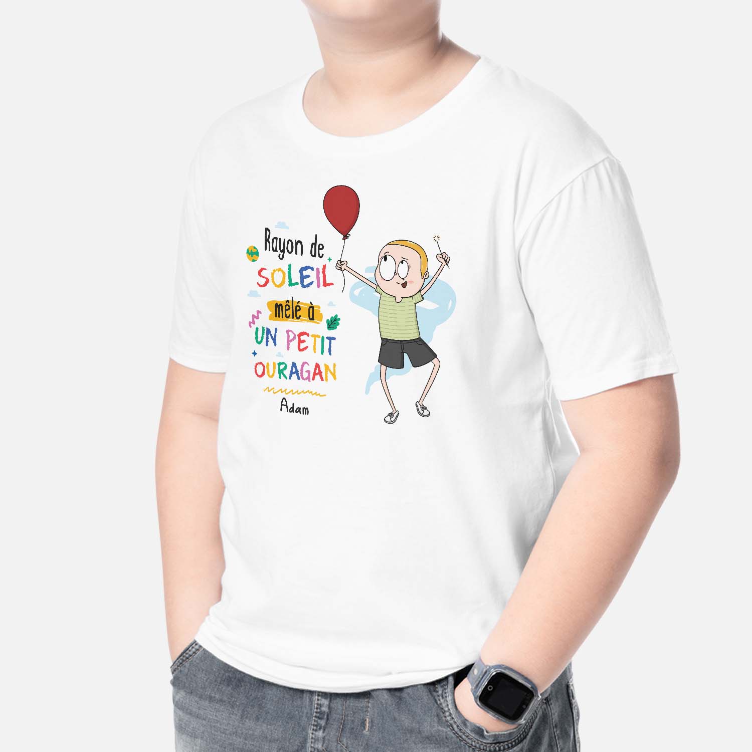 2600AFR2 t shirt rayon de soleil mele a un petit ouragan personnalise