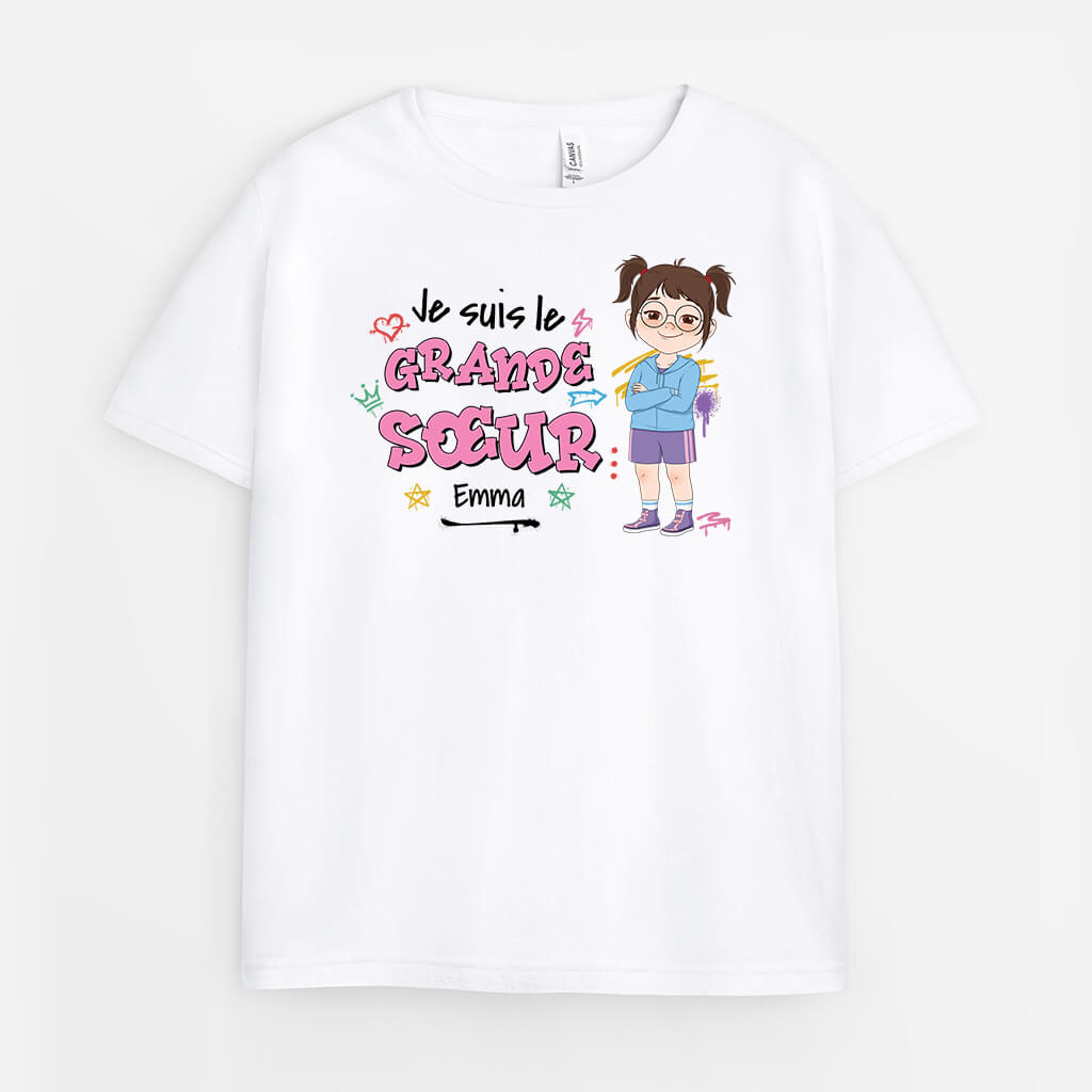 Je Suis La Soeur - Cadeau Personnalisé | T-shirt Pour Enfant