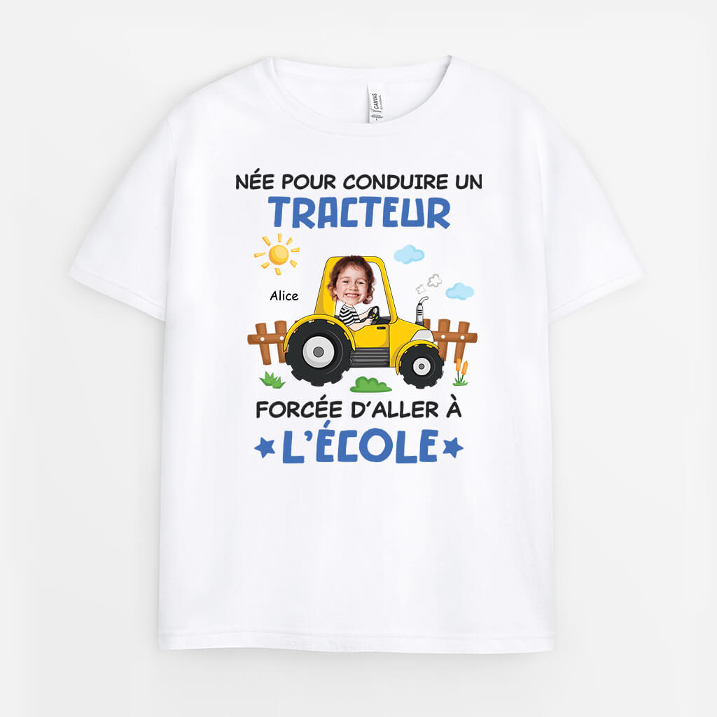 Né(e) Pour Conduire Un Tracteur - Cadeau Personnalisé | T-shirt Pour Enfant