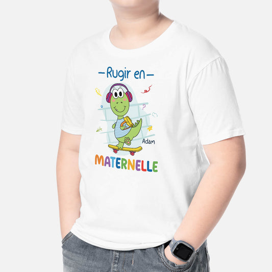 2615AFR2 t shirt rugir en maternelle personnalise