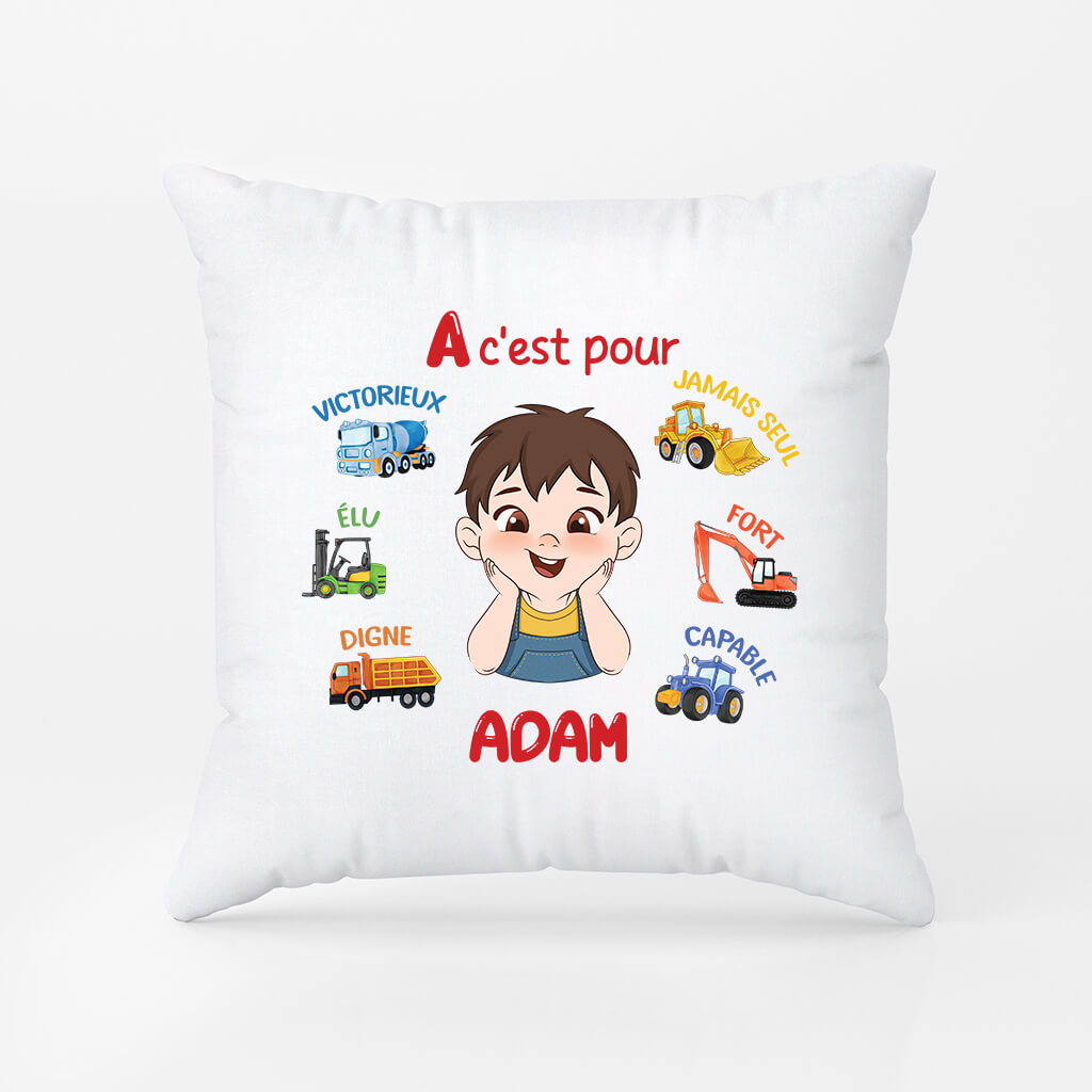 Enfant Alphabet Avec Véhicules - Cadeau Personnalisé | Coussin Pour Enfant