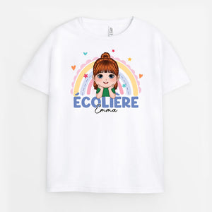 T-shirt Enfant Personnalisé Prénom Arc-en-ciel - Cadeau Rentrée Maternelle, écolier/écolière, Fille Et Garçon 3-10 Ans