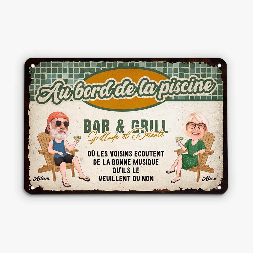 2632EFR2 plaque en metal bar et grill grillade et detente vintage personnalise